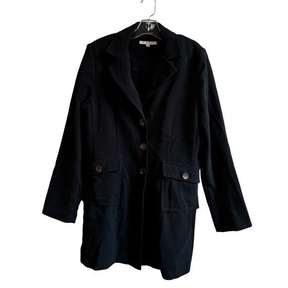 CAbi Jackets & Blazers - CAbi‎ Black Military Style Long Button Coat Light Weight Black Size 12